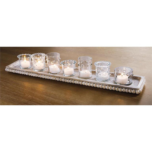 Beaded Tray and Votive Set